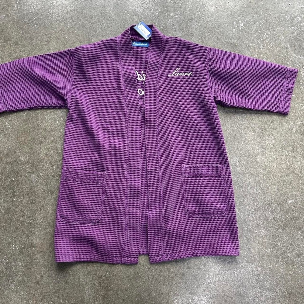 Vintage Leisureland Maid Of Honor Waffle Knit Size Medium‎ Purple Robe